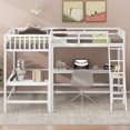 thumbnail image 2 of Euroco Twin Size L-Shaped Wood Loft Bed with Built-in Desk, Kids & Teens, White, 2 of 14