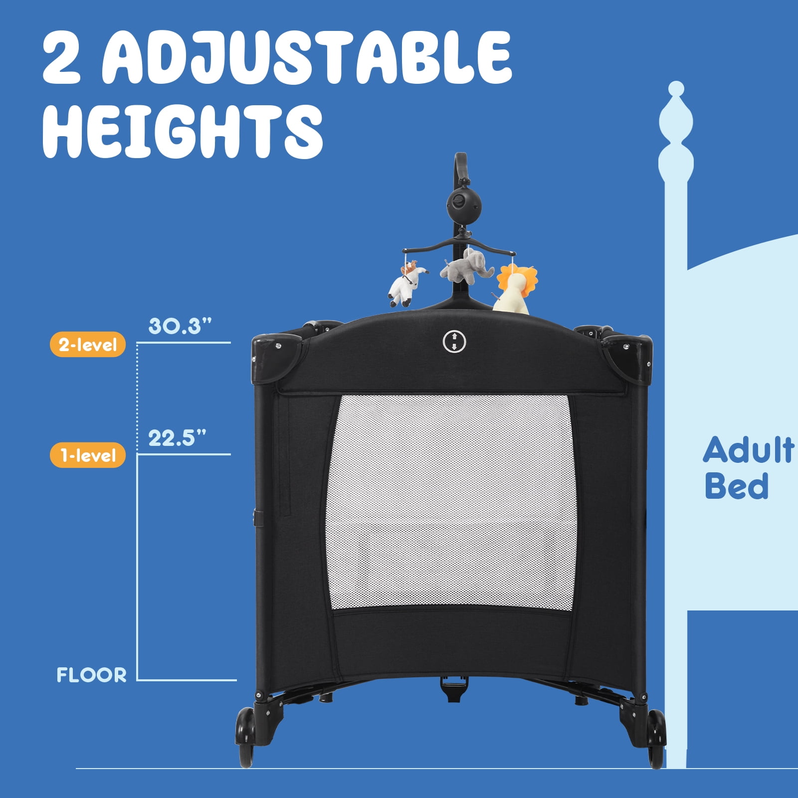HARPPA 5 in 1 Portable Playard and Bassinet Bedside Sleeper