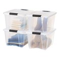thumbnail image 1 of IRIS USA Bacs de Rangement en Plastique Empilables de 30,3 L (32 US QT) avec Couvercles et Loquets à Boucles, Lot de 4 - Transparents, Contenants avec Couvercles et Loquets, Bacs/tubs/boîtes Durables Emboîtables pour Garde-Robe/garage fo, 1 of 6