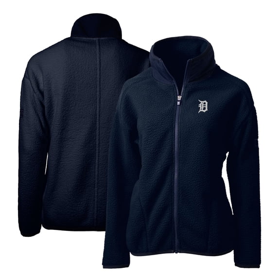 Women's Cutter & Buck Navy Detroit Tigers Cascade Eco Sherpa Fleece Full-Zip Jacket