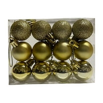 Harlier Christmas Balls Ornaments, 12pcs 1.1" Shiny Xmas Tree Decorations, Holiday Hanging Balls-3 Style Shatterproof Birthday Easter Holiday Wedding Christmas Ornaments (Gold)