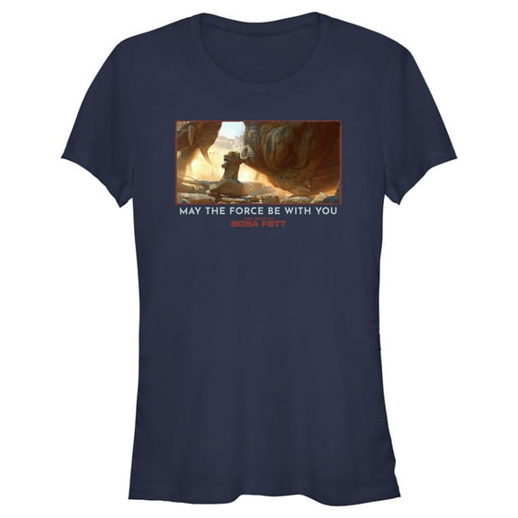 Junior's Star Wars: The Book of Boba Fett Grogu Taming the Rancor May the Force be With You  Graphic Tee Navy Blue 2X Large