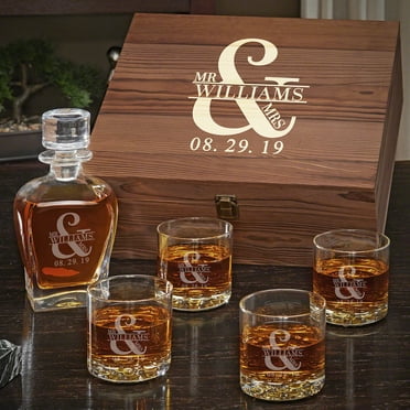 Love & Marriage Draper Decanter Set with Engraved Buckman Glasses