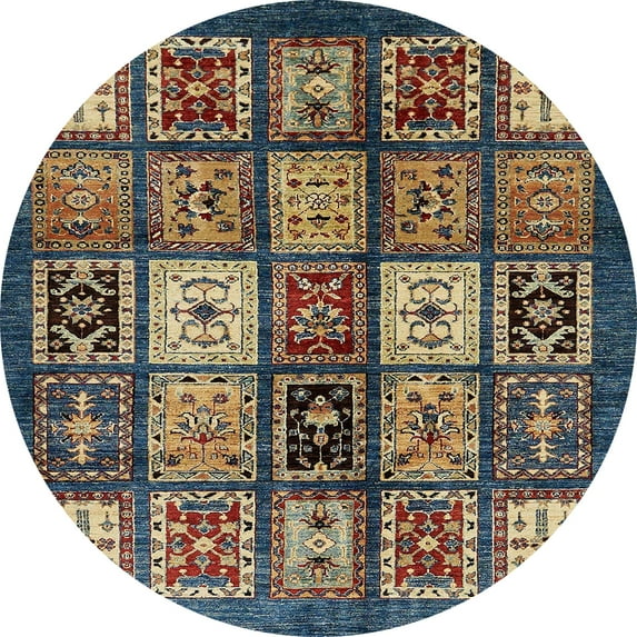 Ahgly Company Machine Washable Indoor Round Abstract Bullet Shell Brown Area Rugs, 5' Round