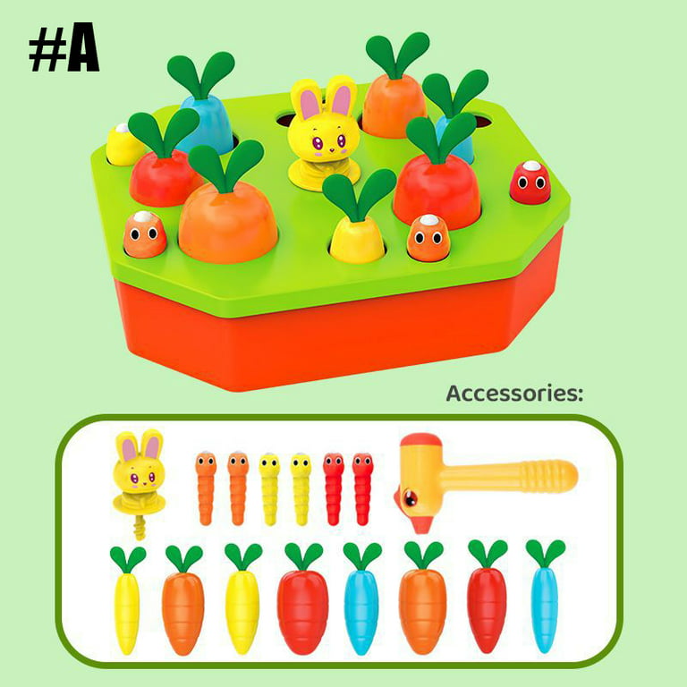 Carrot Harvest Game Toy for Baby Boys and Girls 1 2 3 Year Old, Educational Shape Sorting Matching Puzzle Gift Toy with Carrots.Great Montessori Toy