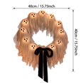 thumbnail image 2 of 16'' Light Up Gauze Ghost Wreath Warm LED Halloween Front Door Hanging Ornament Neutral Cottagecore Farmhouse Porch Wall Decor, Glowing White Ghost Ribbon Wreath for Party Wall Porch Decoration, 2 of 13