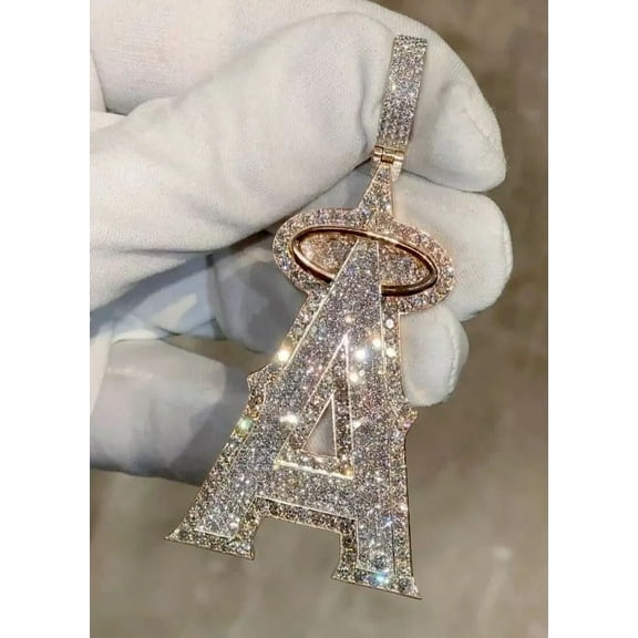 3.30CT Round Cut Moissanite Customize Letter A Pendant In 14K Rose Gold Plated