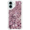 thumbnail image 2 of Case for iPhone 16 Case Glitter Bling Liquid Cute Clear Phone Case,Floating Quicksand Shockproof Protective Bumper Soft TPU Cover for iPhone 16 6.1 inch Love Rose YB, 2 of 14