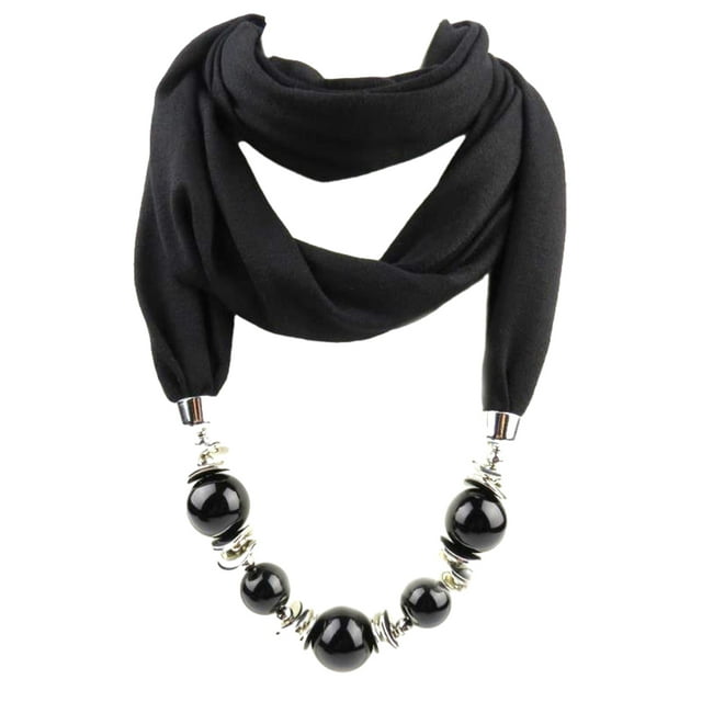 Transemion Polyester Beautiful And Elegant Scarf Necklace For Classy Look Made With Polyester Scarf Necklaces black 1Set