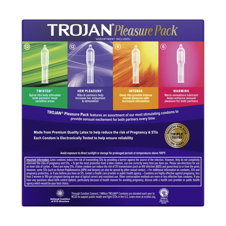 Trojan Pleasure Pack Assorted Condoms, Lubricated Condoms Value Pack, 36  Count HSA/FSA Eligible