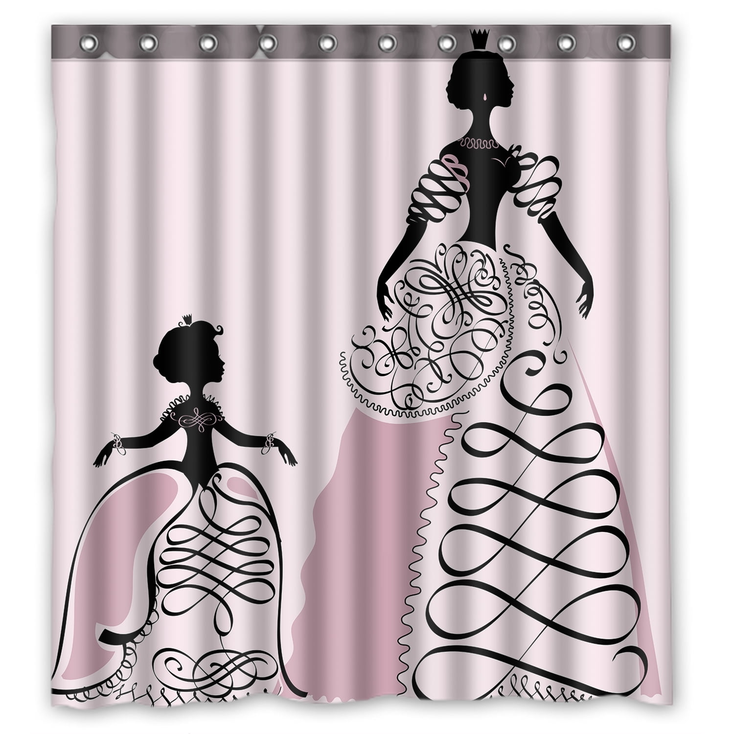 YKCG Pink Princess Girls Valentine's Day Shower Curtain Waterproof