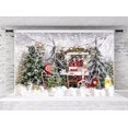 thumbnail image 1 of Christmas Backdrop Winter Hot Cocoa Children Photo Backgrounds Snowy Pine Tree Forest Photo Booth Props, 7x5ft, 1 of 5