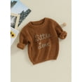 thumbnail image 3 of Bagilaanoe New Baby Girl Boy Knitted Sweater Long Sleeve Letters Pullover 3M 6M 9M 12M 18M Infant Warm Jumpers Tops Fall Loose Knitwear, 3 of 9
