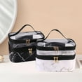 thumbnail image 1 of Bolsa organizadora de maquillaje de doble capa, de piel sintética, resistente al agua, para viaje, para mujeres y niñas, 1 of 10