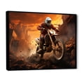 thumbnail image 2 of Designart "Dirt Bike Adventure Orange and Black Rider III" Transportation Framed Wall Art - Transitional Orange Motorcycle Entryway Framed Wall Art, 2 of 6