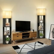 OUTON Floor Lamp with Shelves, Standing Lamp with 3 Color Temperature LED Bulb for Living Room Bedroom, Office
