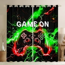 Castle Fairy Video Game Curtains Pack Of 2 (42X84 Each) for Teens Women Men,Abstract Orange Lightning Curtains Blackout,Gradient Gamer Bedroom Curtains,Super Cozy Room Decor