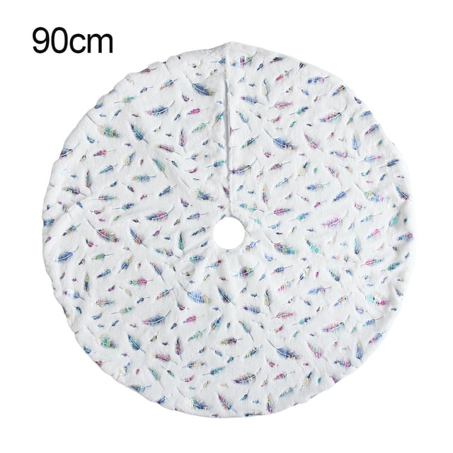 Falda de árbol de Navidad debajo de la alfombra de pie de árbol Manta blanca de plumas para decoración de fiestas, colorida, 90 cm sidaley HA008201-05