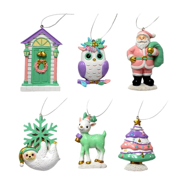6 piezas de colgantes para árbol de Navidad, adornos colgantes para decoración del hogar Verde