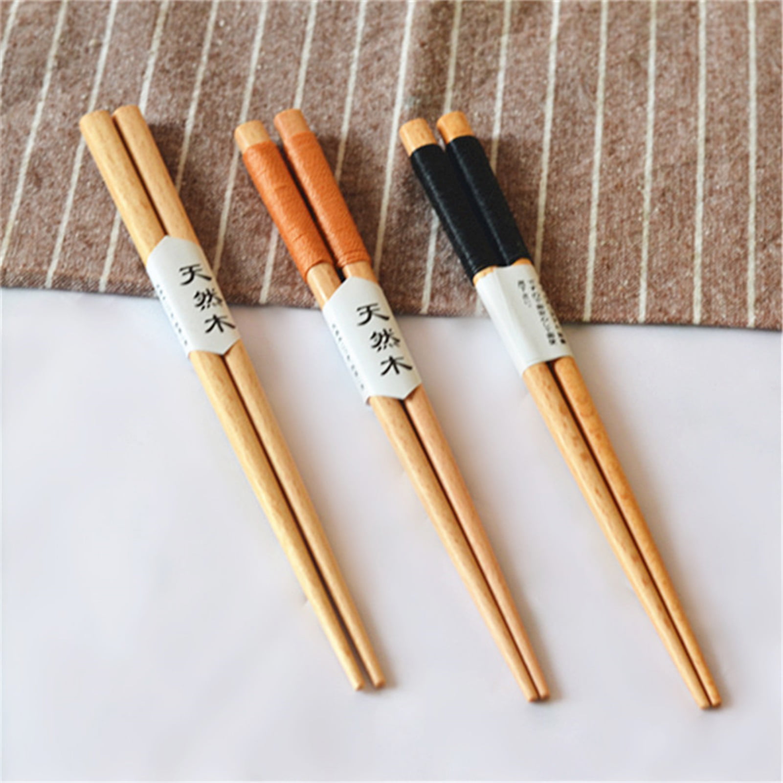 5 Pairs Natural Wood Handmade Chinese Chopsticks Value Dinner Reusable Gift 