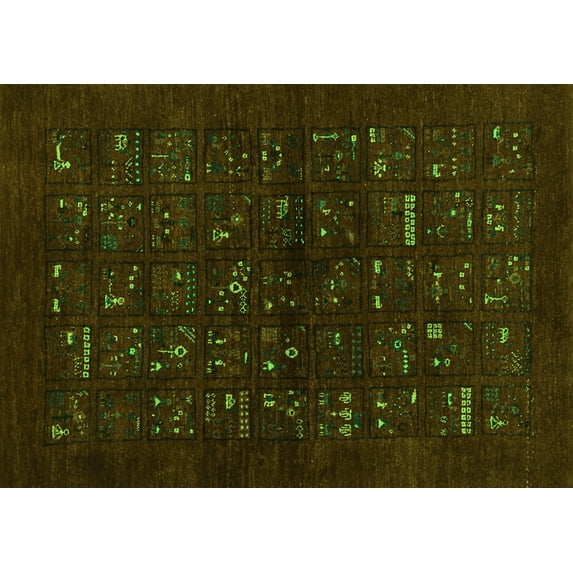 Ahgly Company Indoor Rectangle Abstract Green Contemporary Area Rugs, 7' x 10'