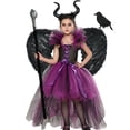 thumbnail image 2 of Disfraz de maléfica de Disney para niñas, traje de lujo para Halloween, fiesta de carnaval, vestido de malla negra, Cosplay para niños, ropa de bruja de Reina demonio, 2 of 5