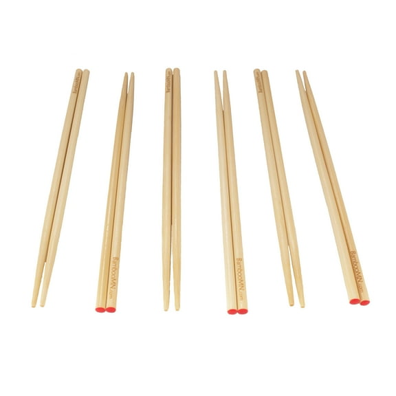 BambooMN - Premium Grade 10" Red Dot - Bamboo Chopsticks - 12 Sets