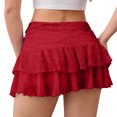 thumbnail image 3 of Wxolcjlv Womens Lace Ruched Mini Skirt Drawstring Side Tiered Ruffle Hem Evening Skirts, 3 of 6