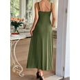 thumbnail image 4 of Women'S Striped Maxi Dress Spaghetti Strap Cut Out Flowy Long Dress Green S, 4 of 7
