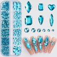 thumbnail image 1 of Kit de 12 rejillas 3D de base plana para decoración de uñas, con diamantes de imitación y gemas, cristales AB, para joyería, manualidades, rostro, ropa y decoración de uñas., 1 of 5