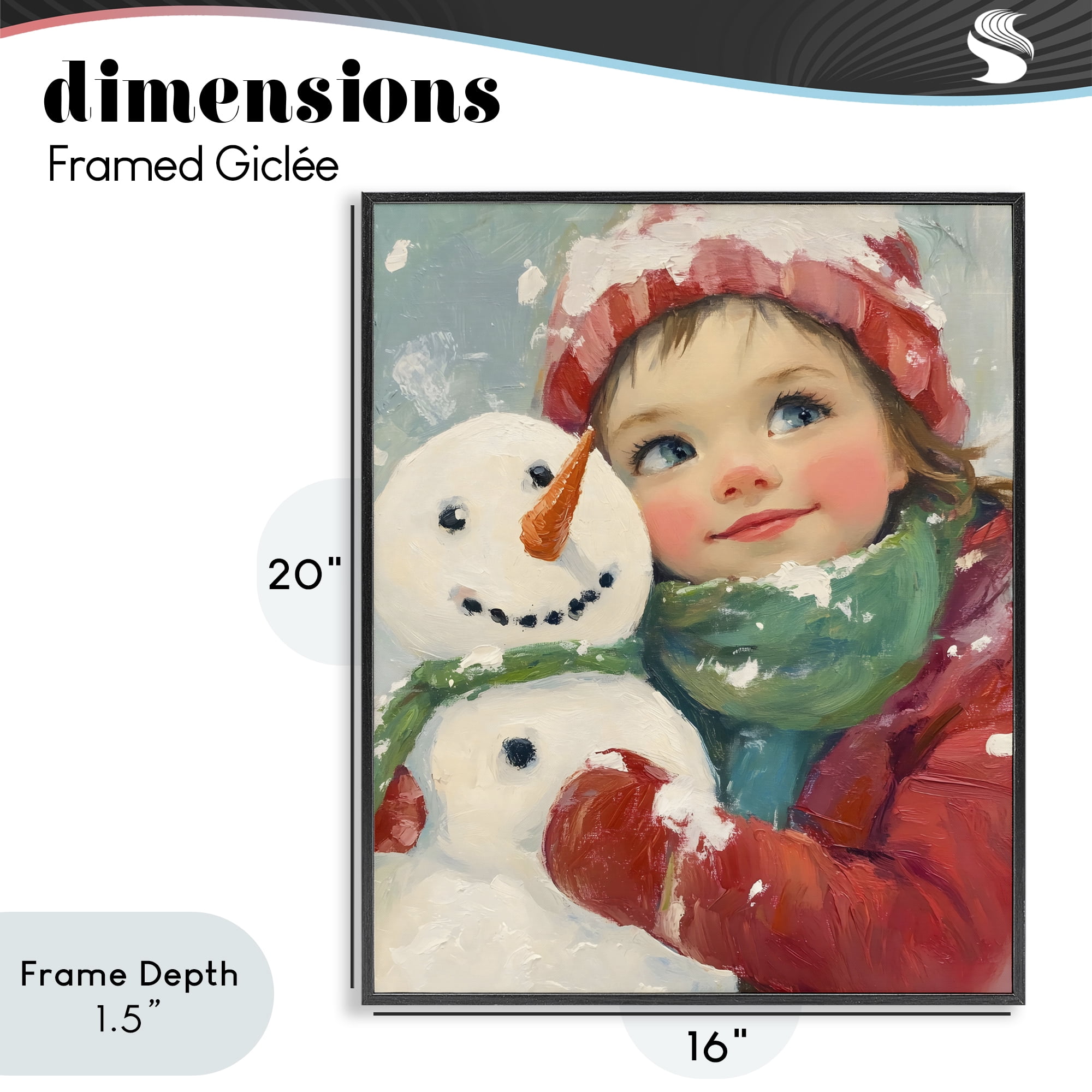 Stupell Industries Christmas Girl & Snowman Embrace Black Framed Giclee Art, design by The Prints Vibe