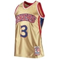 thumbnail image 2 of Men's Mitchell & Ness Allen Iverson Gold Philadelphia 76ers 75th Anniversary 1996/97 Hardwood Classics Swingman Jersey, 2 of 3