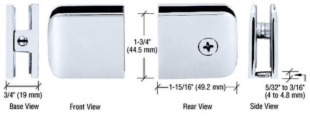 CRL R0M79CH Polished Chrome Roman Series Fixed Panel U-Clamp