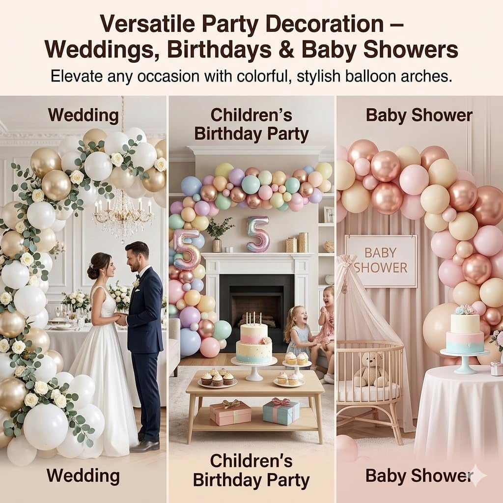 Reusable Inflatable Balloon Garland Arch Kit – Self-Inflating Reusable PVC Balloon Arch for Party, Wedding, Birthday, Baby Shower, Graduation, Easy Setup