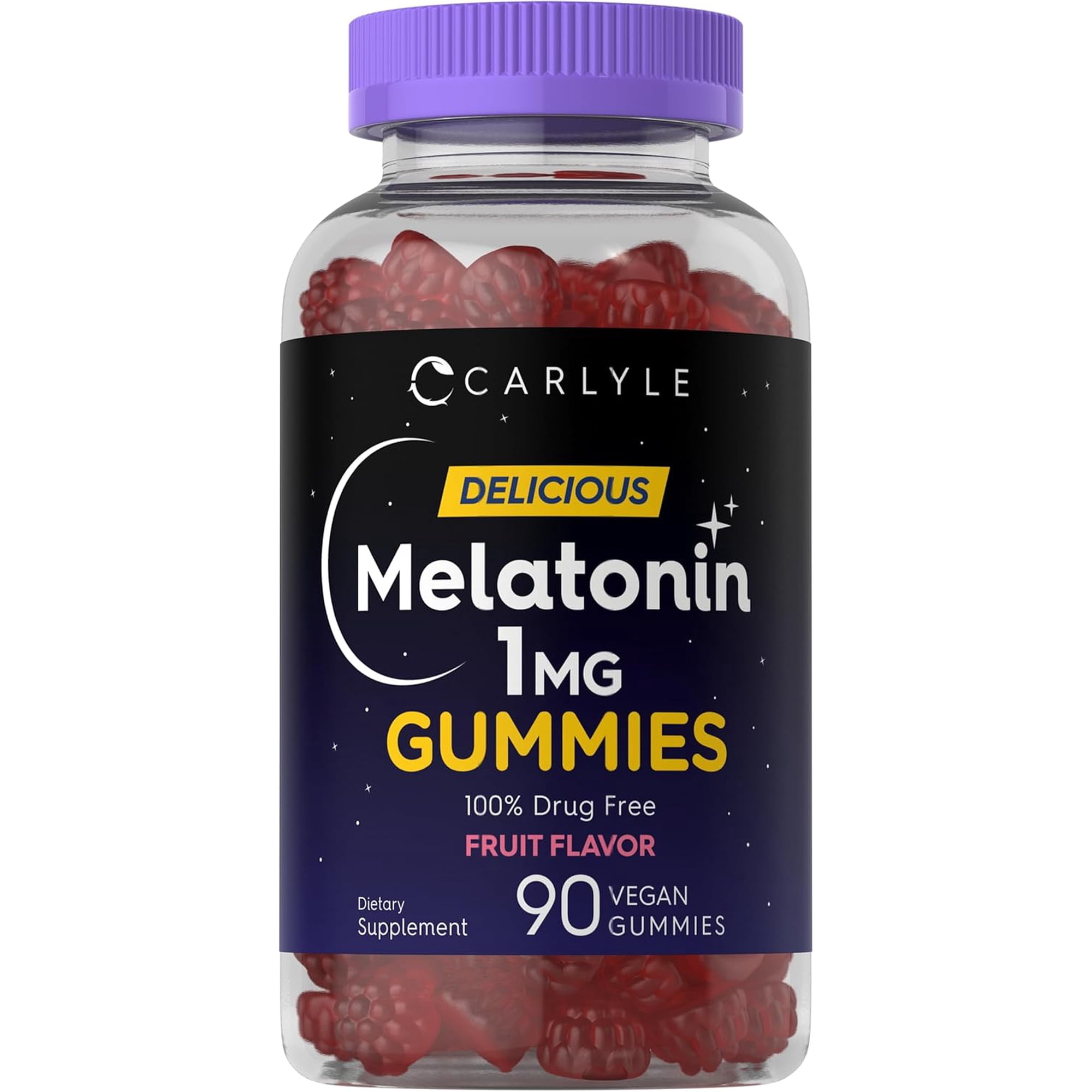 Melatonin 1mg | 90 Vegan Gummies for Men and Women | Fruit Flavor | by Carlyle