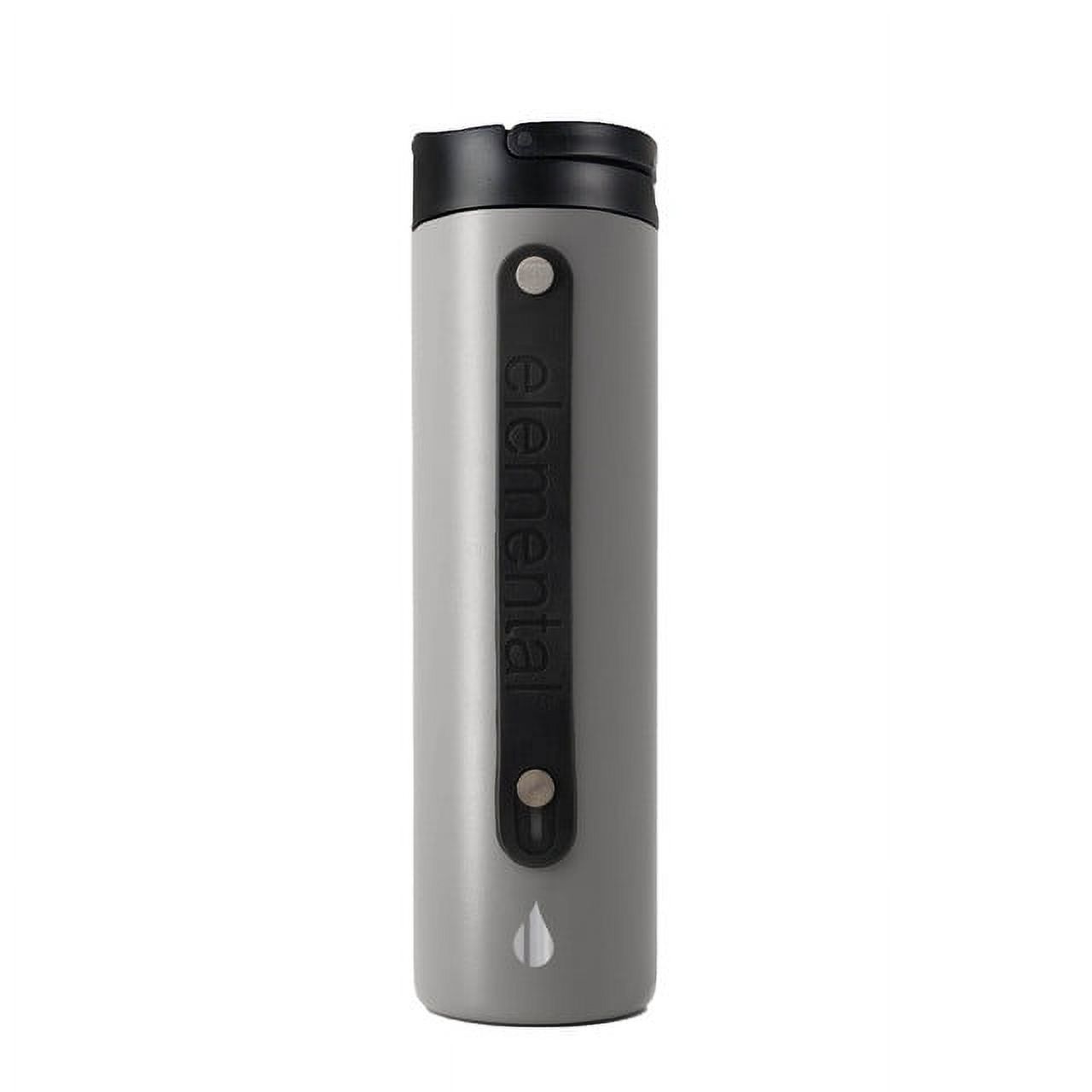 Elemental Iconic Triple Wall Vacuum Insulated Water Bottle with Straw & Sports Lid, Stainless Steel Metal Water Bottle for Gym, Travel, & Sports, Slim Reusable Leak Proof Flask, 20oz - Graphite