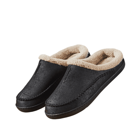

Mens Momery Foam Clog Slippers Comfy Handmade Stitch Microsuede Slip-on House Shoes With Arch Support Warm Faux Fur Lined Rubber Sole Indoor Outdoor