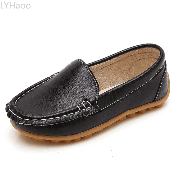 LYHaoo Kids Casual Leather Sneakers Breathable Comfortable Lightweight Walking Shoes For Boys And Girls Everyday Wear Sizes 6 Toddler Black(9-12 Months)