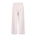 thumbnail image 4 of Resicozy Striped Linen Pants Women Summer Plus Size Elastic Waist Straight Leg Cropped Pants Casual Boho Beach Trousers Light pink 2XL, 4 of 9
