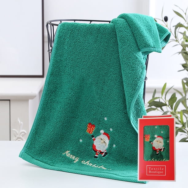 Toallas de regalo bordadas navideñas con agua suave para lavar a mano, cómodas y absorbentes de algodón para cocina y Navidad, para platos y cara.