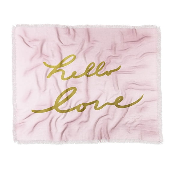 Society6 Lisa Argyropoulos Hello Love Pink Woven Throw Blanket