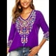thumbnail image 2 of Blusas Mexicanas para Mujer, Camisas Bordadas, Ropa Hippie, Túnicas de Fiesta, Blusas Bohemias Campesinas de Talla Grande. Púrpura 5XL, 2 of 6