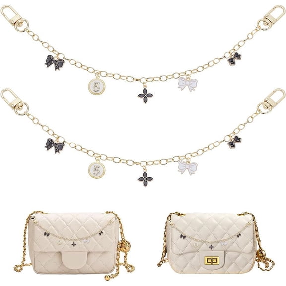 2pcs Purse Chain Strap Extender 12.7 Inch Shoulder Bag Chain Extender Bowknot Shape Bag Chain Replacement Supplies Gold