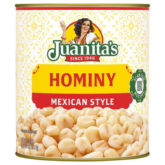 Juanita's Foods Mexican Style Hominy, Canned Hominy, 110 oz