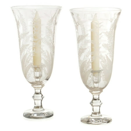 Hip Vintage Etched Twig And Leaf Hurricane Candle Holder Set Of 2 Hip Vintage Etched Twig And Leaf Hurricane Candle Holder Set Of 2