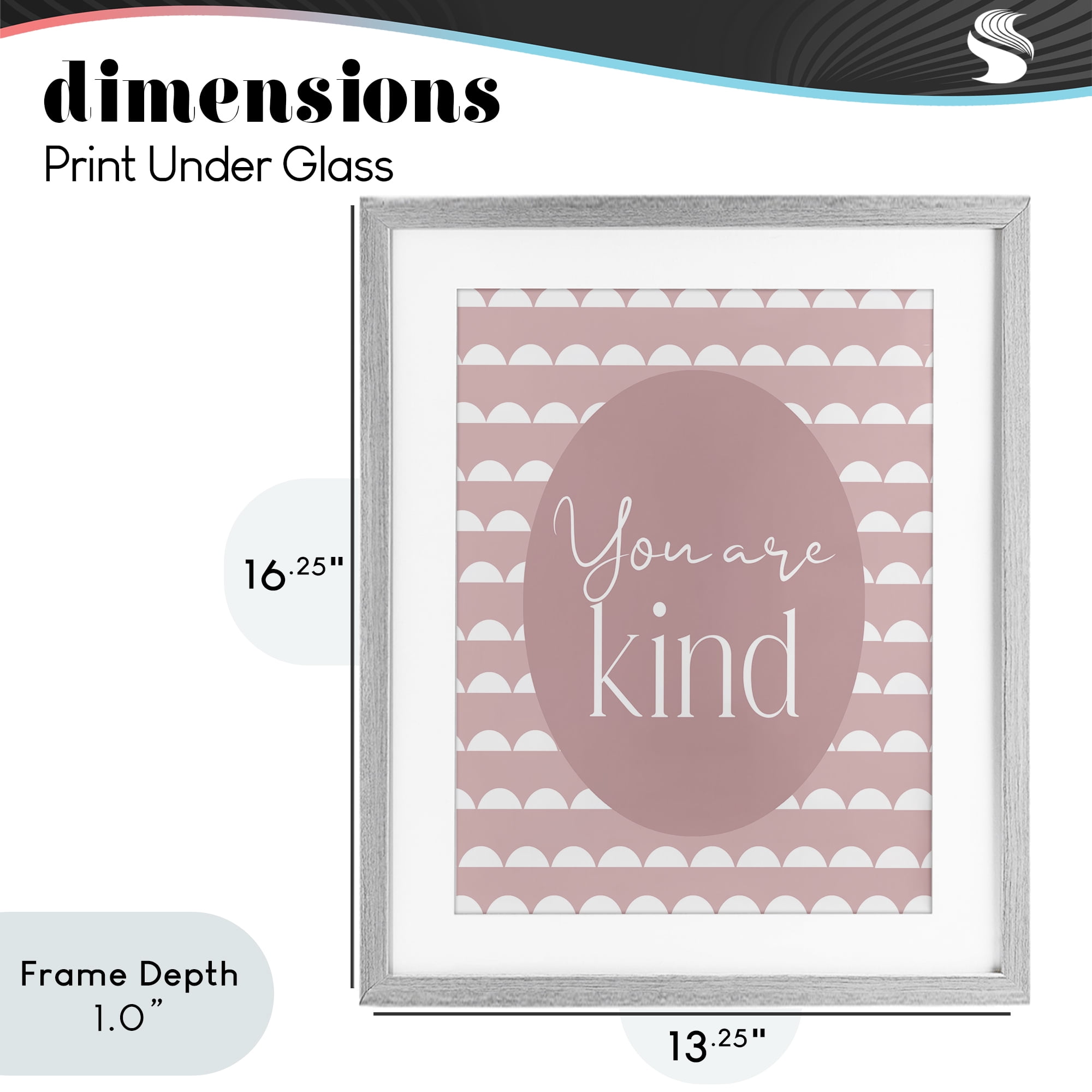 Stupell Industries You Are Kind Blush Pink Gray Framed Print Under Glass, design by Christine Simpson Art