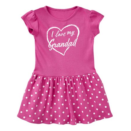 

Inktastic I Love My Grandad in White Chalk Heart Gift Toddler Girl Dress