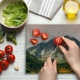 thumbnail image 3 of Fall Cutting Board, Idyllic Mountain Snowy Peaks and Clouds in the Sky on High Valley Print, Decorative Tempered Glass Cutting and Serving Board, Large Size, Multicolor, by Ambesonne, 3 of 5