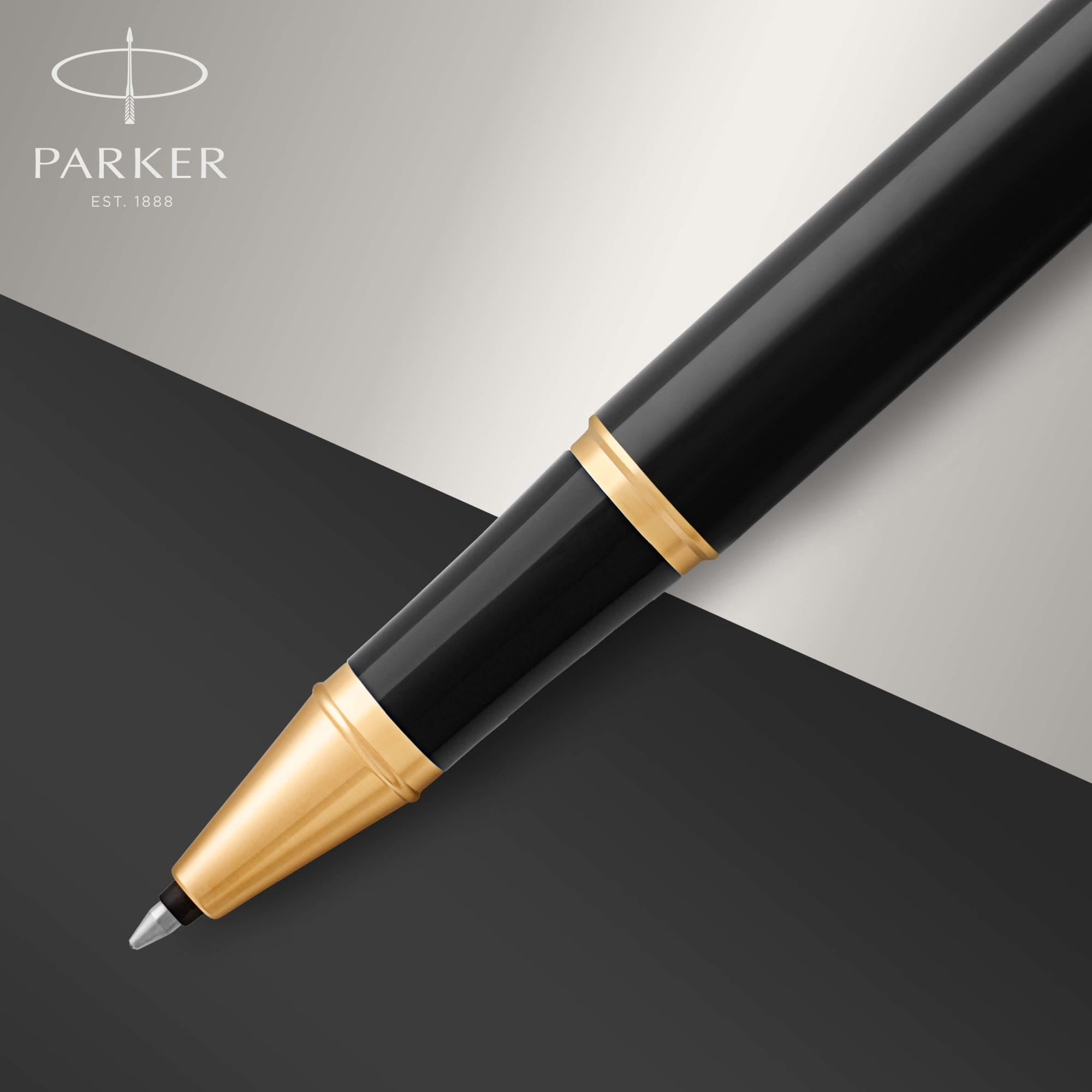 Parker IM RollerBall Pen, Black Lacquer Gold Trim with Fine Point Black Ink Refill, Gift Box (1931659)