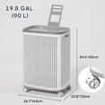 thumbnail image 2 of 90l lAUNDRY bASKET WITH wHEELS, rOLLING lAUNDRY hAMPER WITH lID AND hANDLES, pLASTIC rATTAN cLOTHES oRGANIZER, dIRTY cLOTHES bASKET FOR lAUNDRY rOOM, bEDROOM, dORMITORY sTORAGE, 2 of 8